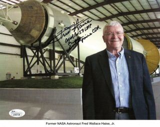 Fred Haise Hand Signed 8x10 Color Photo Apollo 13 Astronaut Lmp Jsa