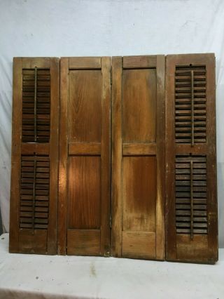 Vintage Colonial Wood Interior Louver Plantation Window Shutters 35” H X 35”w