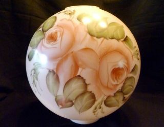 Vintage Gwtw Satin Pink Large Glass Globe Lamp Shade Hp Roses