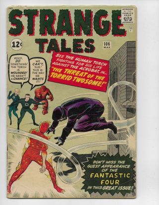 Strange Tales 106 - G/vg 3.  0 - Fantastic Four Crossover - Human Torch (1963)