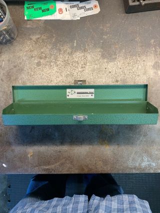 Vintage S - K Tools Green Metal Tool Box For Ratchets Sockets Sk 15 " X 3 " X 1 - 3/4 "