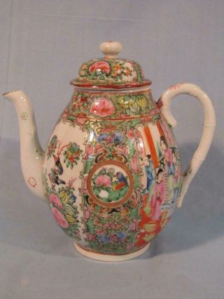 Antique Chinese Export Rose Medallion Teapot
