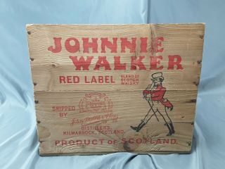 Vintage Johnnie Walker Red Label Wood Scotch Whisky Crate Box