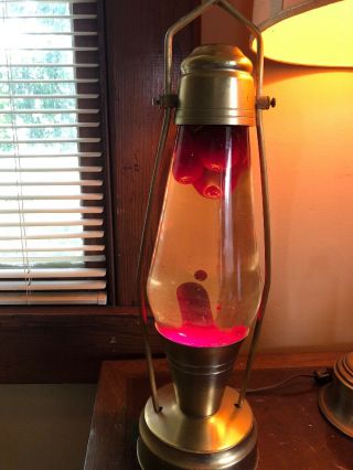VINTAGE 1970 ' S LAVA LAMP RED LANTERN FRAME Rare Hard to find Great 2