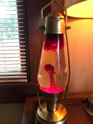 VINTAGE 1970 ' S LAVA LAMP RED LANTERN FRAME Rare Hard to find Great 3