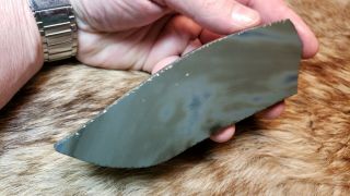 Blue Stripe Burns Green Obsidian Flint Knapping Primitive Skinning Knife Preform