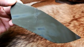 BLUE STRIPE BURNS GREEN OBSIDIAN Flint Knapping Primitive Skinning Knife Preform 2