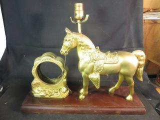 United Clock Case Only Horse And Lamp On Wood Base