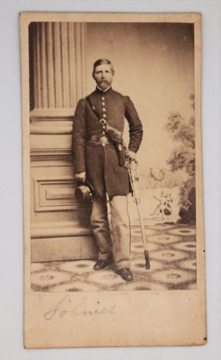 Antique American Civil War Soldier Cdv Carte De Visite Photo,  Uniform,  Hat,  Gun