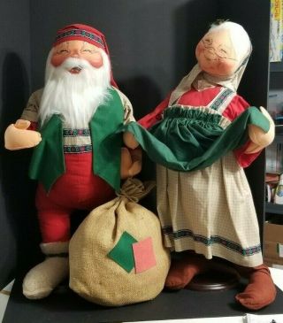 Annalee Doll Vintage Christmas Old World Santa & Mrs.  Claus Large 29 ".