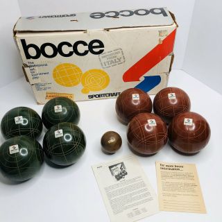 Vintage Sportcraft Yard Garden Italian Bocce Ball Game Set Kit W/box 1970s (j)