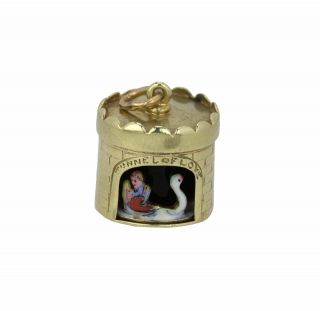 Antique Vintage Estate 14k Yellow Gold Spinning " Tunnel Of Love " Enamel Charm