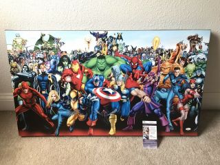 Marvel Comics Stan Lee Signed 24x40 Stretched Gallery Wrapped Giclee Canvas Jsa