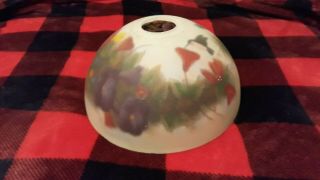 Vintage Hand Painted Glass Lamp Shade Hummingbirds Flowers Reversible 8.  25x4.  25