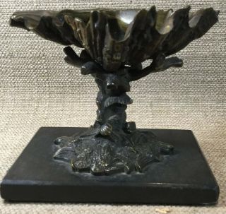 Antique Grand Tour Bronze Grottoe Shell Tree On Marble Base 3.  75”h