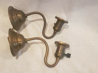 Vintage Brass Wall Sconce Light Fixture Pair