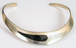 Vintage Modernist Taxco Mexico To - 88 925 Sterling Silver Onyx Choker Necklace