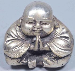 Collectable Decorative Miao Silver Carve Pray Buddha Temple Pray Handwork Statue