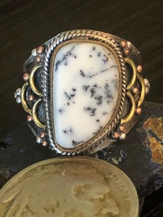 Vintage Native American White Buffalo Turquoise Sterling Silver Ring 6g Size 10