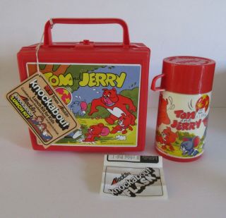 1973 Rare Tom & Jerry Lunchbox Thermos Nos Gem Tags Wow