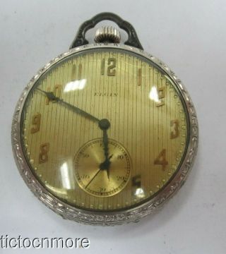 Antique Art Deco Elgin Grade 477 17j Fancy Dial Pocket Watch 1926 Moseley Reg
