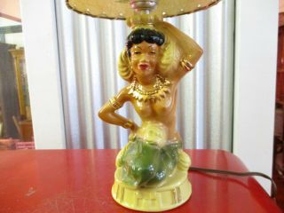 Vintage Large Ceramic Hawaiian.  African,  Or Indian ? Girl Topless Lamp