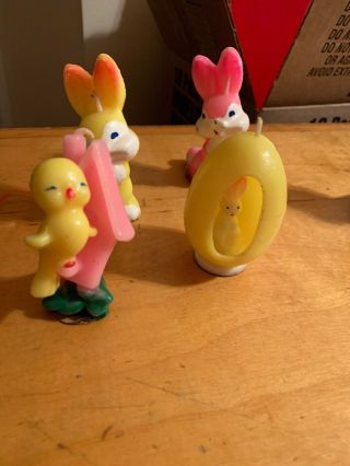 6 Vtg 1950s Gurley Novelty 3 " Easter Bunny Wax Candle Bunny In Egg C9
