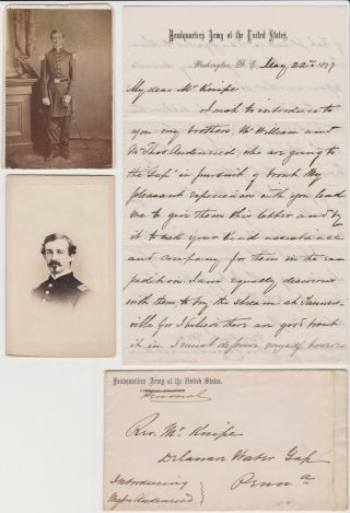 Col.  Joseph C.  Audenried - Gen Sherman Chief Of Staff - Letter Als & 2 Cdv Photos