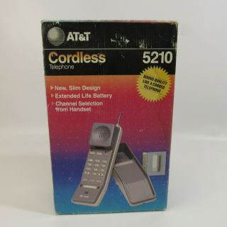 Vintage At&t Cordless Telephone Model 5210 Antenna Phone 1988 Box