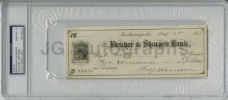Benjamin Harrison 23rd U.  S.  President Autographed Psa/dna Gem Mt 10 Graded Check
