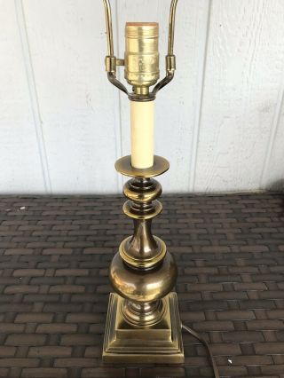 Vintage Stiffel Style Mid Century Brass Candlestick Accent Table Lamp Baldwin