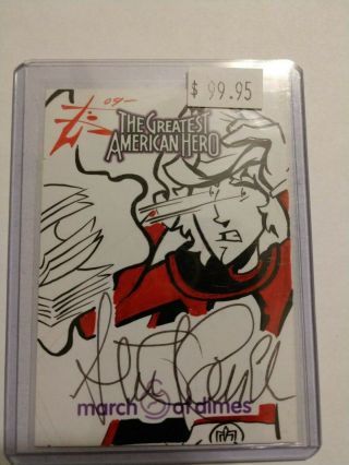 Greatest American Hero Mod Glendenning Sketch Card Stephen J Cannell Autograph