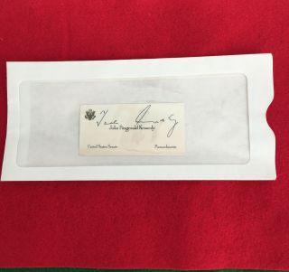 U.  S.  Senate Card Of President John F.  Kennedy,  With His Jack Kennedy Signature