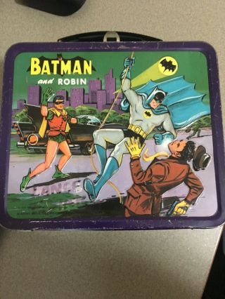Vintage 1966 Aladdin Batman And Robin Lunch Box Thermos Very Rare
