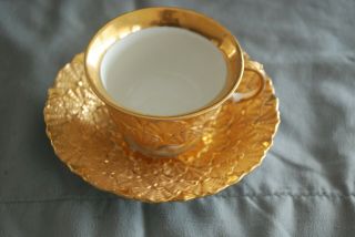 Rare Antique Teacup Set 24k Gold Hand Painted Vintage Cup And Saucer