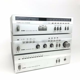 Vintage Aiwa R50,  C50,  P50 - Am/fm Stereo Tuner,  Preamplifier,  Power Amplifier
