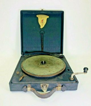 1922 Polly Portable Phonograph 78rpm Record Player Vintage In Case