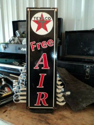 Old Vintage Texaco " Air " Porcelain Enamel Oil Gas Fuel Pump Sign