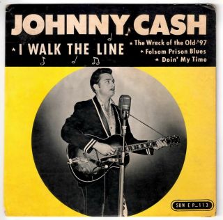 Johnny Cash - " I Walk The Line " Ep - Vintage 1958 Picture Sleeve - Vinyl 45