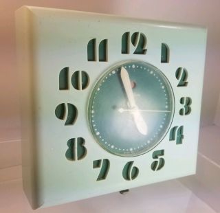 Vintage Green Telechron Electric Wall Clock Model 2h27 - Made In Usa - Dept Of Ge