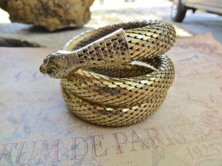 Fabulous Estate Vtg Whiting & Davis Wide Mesh 3 Coil Snake Bracelet