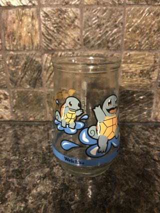 Pokemon 07 Squirtle Welch ' s Jelly Jar Glass 1999 Nintendo 3