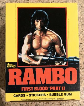 1985 Rambo First Blood Part Ii Wax Packs Box.  Stallone