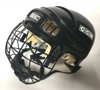 Vtg 1999 Csa Certified Black Ccm Hockey Cage Combo Helmet - L/g 6 7/8 To 7 5/8