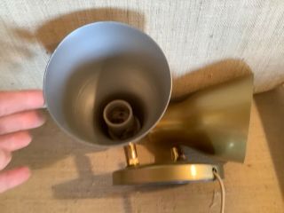 VTG Mid Century Modern Double Cone Bullet Lamp Wall Light Fixture mcm brass 3