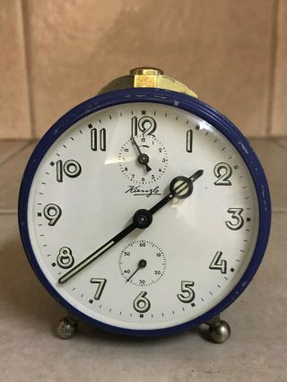 Vintage Blue Kienzle Wind Up Alarm Clock
