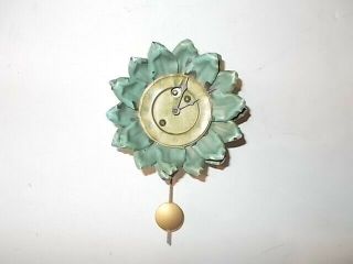 Lux Green Sunflower Miniature Pendulette Clock Circa.  1940