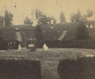 1863 Civil War Stereoview - Image Of Soldier’s Graves In Arlington Cemetery