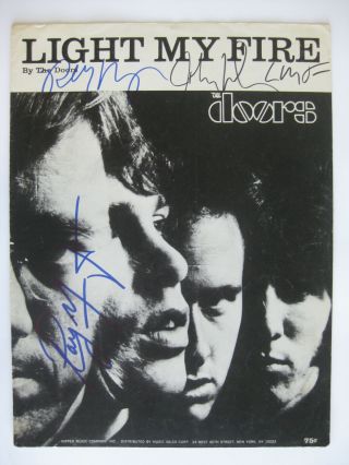 The Doors - Rare Autographed 1967 " Light My Fire " Sheet Music - Hand Signed By 3