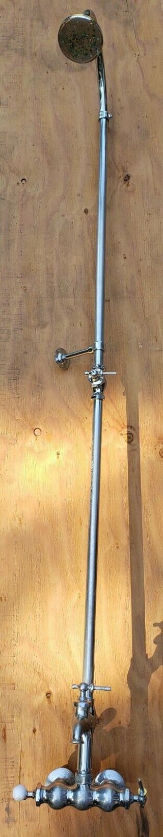 Vintage Faucet Brass & Porcelain Wall Mounted Exposed Shower